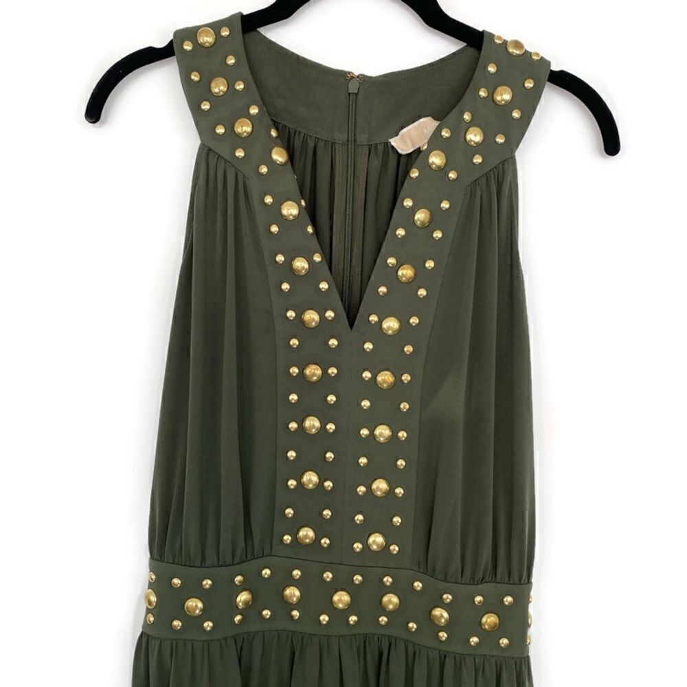 Michael Kors Gold Studded Dress Green XS - Picture 2 of 16